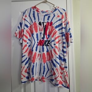 Men's Nike Red, White And Blue Tie-Dye Graphic T-Shirt